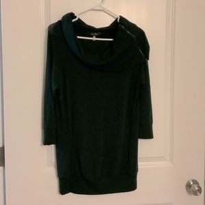 Laila Jayde Cowl Neck Sweater Dark Green Made in USA 3/4 length sleeves Size S